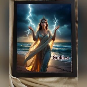 8x10 Glass Frame – “Goddess” Ocean Lightning Fantasy Queen Art Print